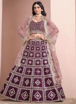 Art Silk Wine Wedding Wear Sequins Work Lehenga Choli